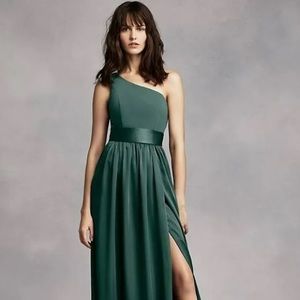 Vera want one shoulder bridesmaid’s gown - forest